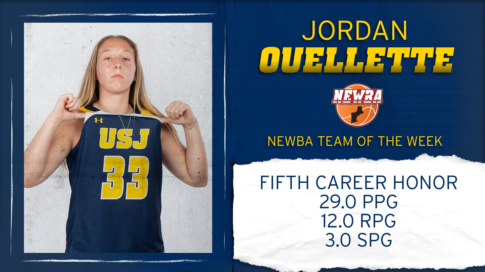 Ouellette Earns Third NEWBA Team of the Week Accolade